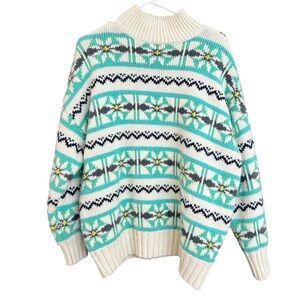 American Eagle‎ Fair Isle Oversized Chunky Thick Mock Neck Sweater Size S